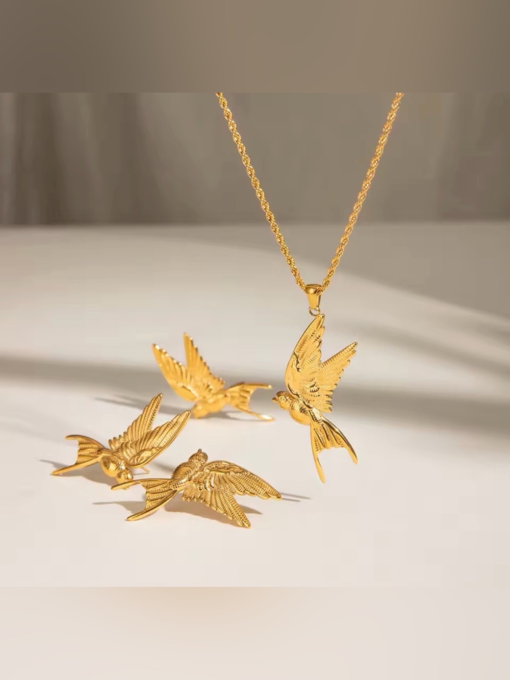 Dove Pendant Necklace Ring Earring Waterproof Tarnish Free - Picture 7 of 10